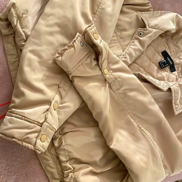 Satin Quilted Crop Jacket Tan - Picture 6 of 6